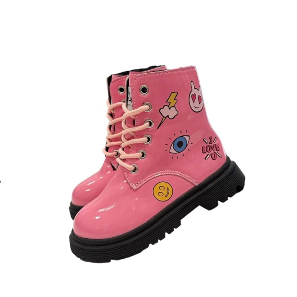 Lola and The Boys Doodle Combat Boots